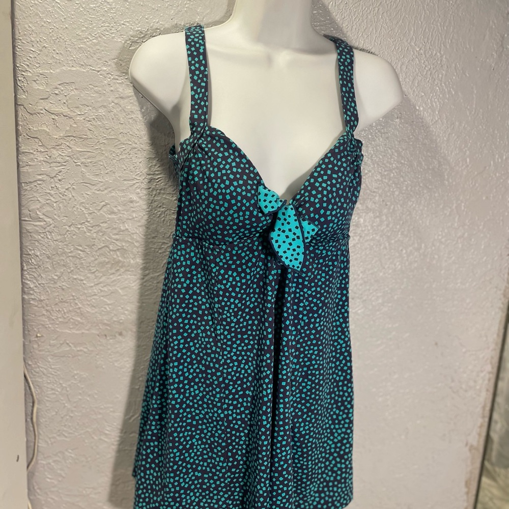 Polka Dot Swim Suit Dress with Bow